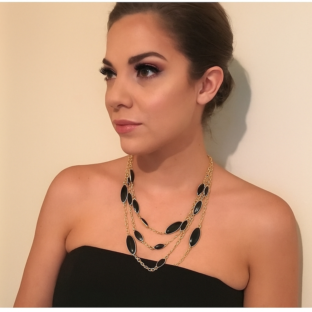Erica Lyons Black & Gold Tone Layered Necklace